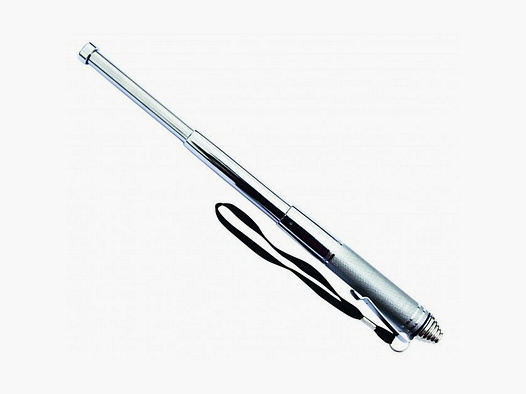 Mini Teleskopschlagstock 13" mit Gürtelclip und Schlaufe - Silber