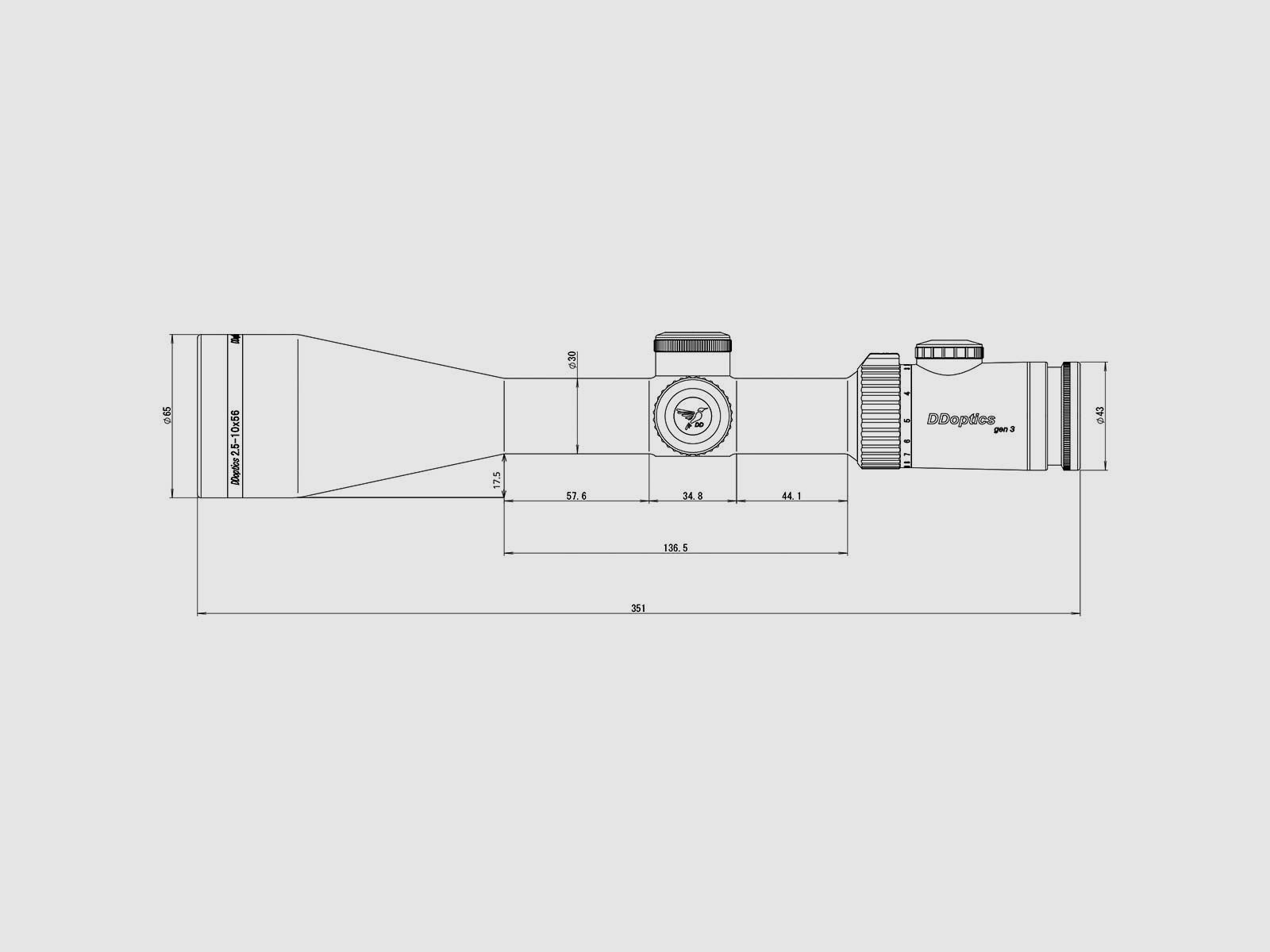 DDoptics Zielfernrohr | Nighteagle V4 2,5-10x56 | Gen3 | MRAD | A4N