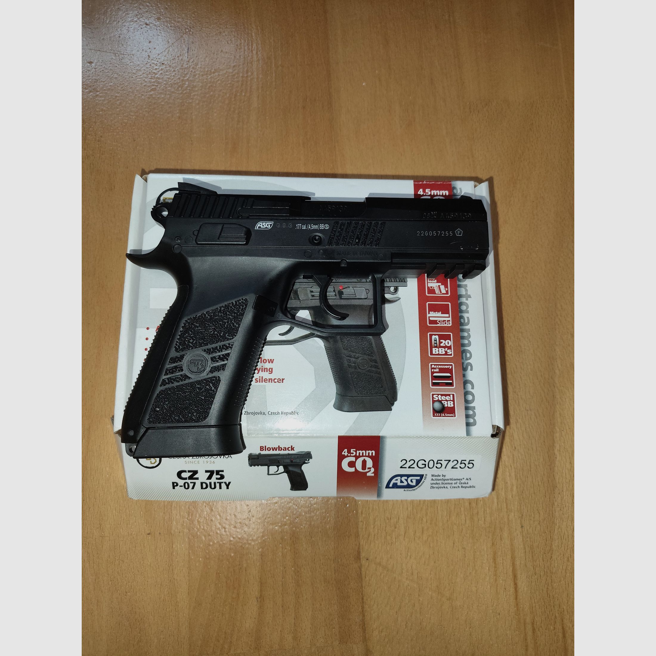 CZ 75 P-07 Duty 4,5 mm staal BB Co2-pistool Blow Back, afbeelding 1 van 5