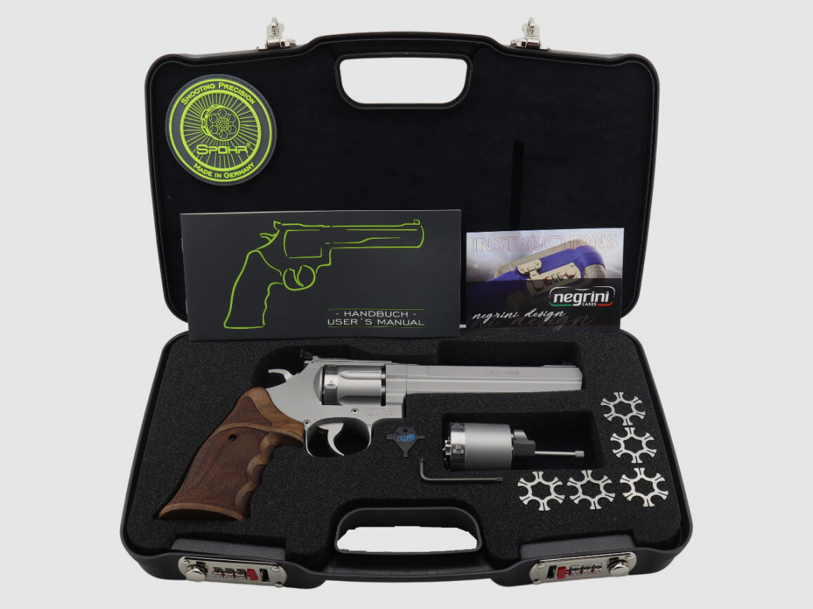 SPOHR L562 Standard 6.0 Stainless 6" Revolver with interchangeable cylinder 9mm Made in Germany