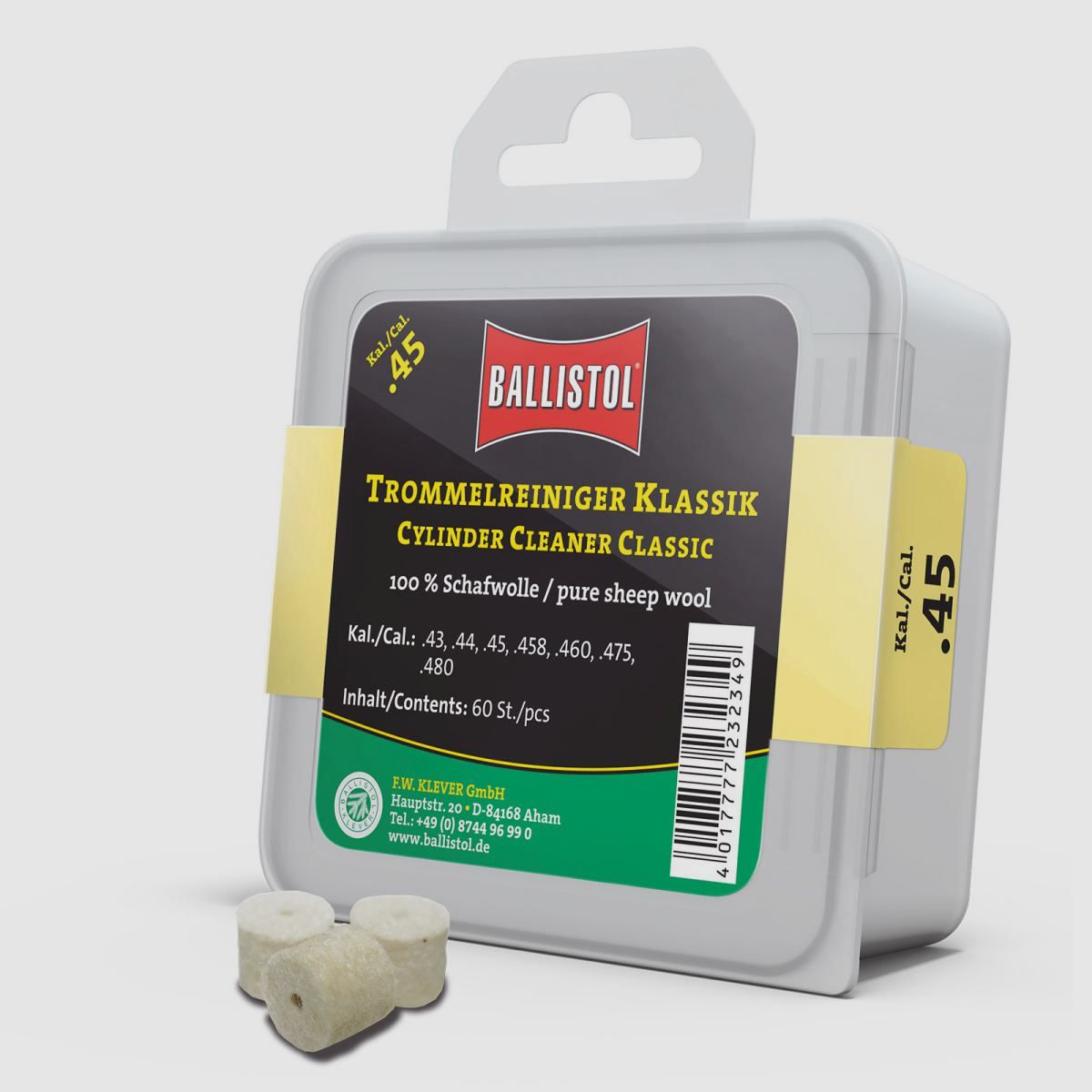 Ballistol Vilt Trommelreiniger Klassiek / 60 stuks / Kal. .45