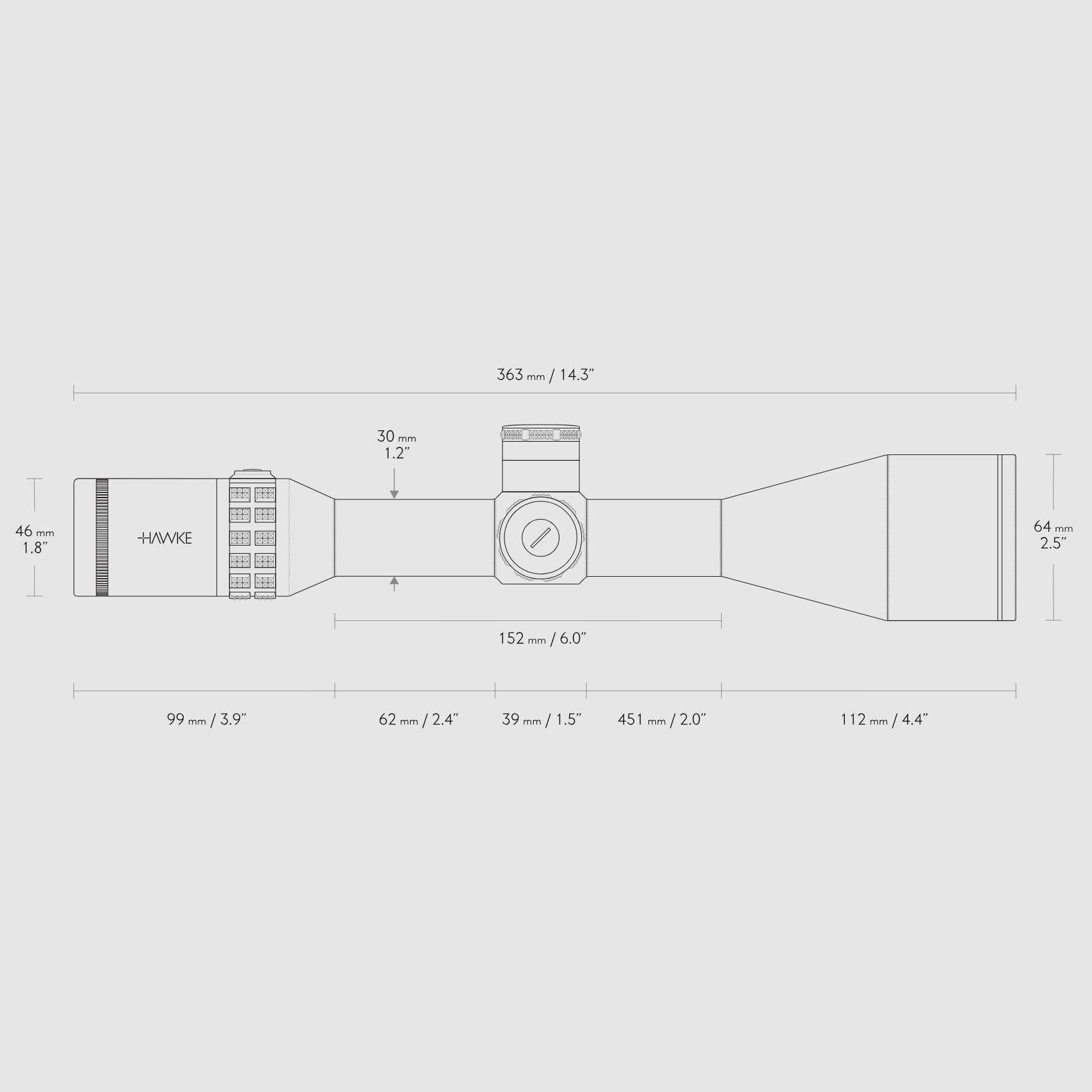 Hawke Sidewinder 30 FFP 6-24x56 (17460) – Half Mil reticle – As new / unfired / unused in original packaging - with Bubble Level