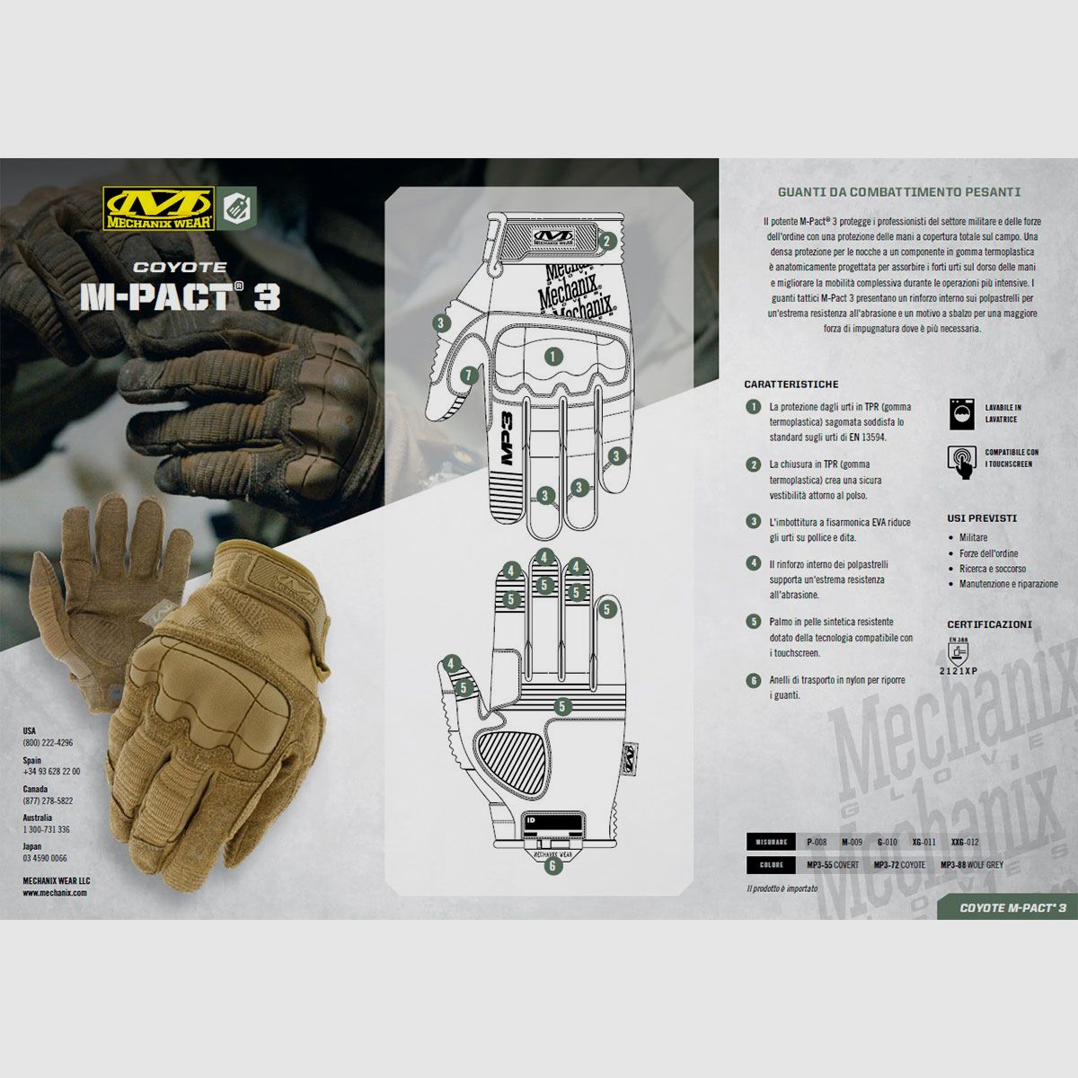 MECHANIX WEAR – M-PACT® 3 IMPACT PROTECTION Covert Coyote, immagine 3 di 8