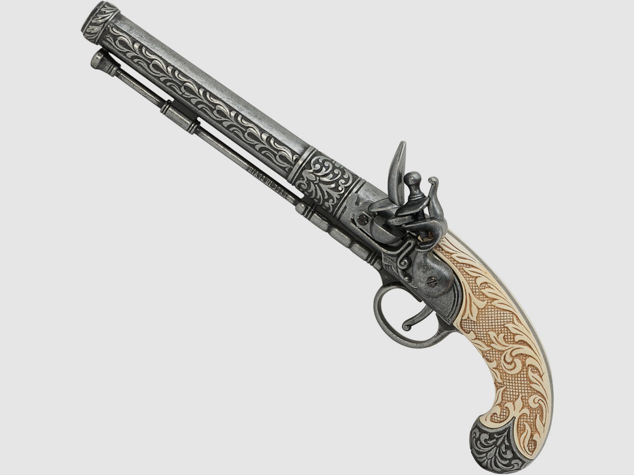 Pistolet à silex avec poignée blanche