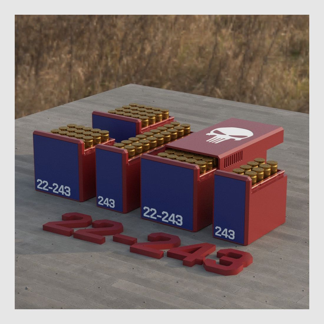 Filamelt Munitionsbox / Ammo Box .22-243 Winchester – Patronenbox für 50 Schuss, Made in Germany