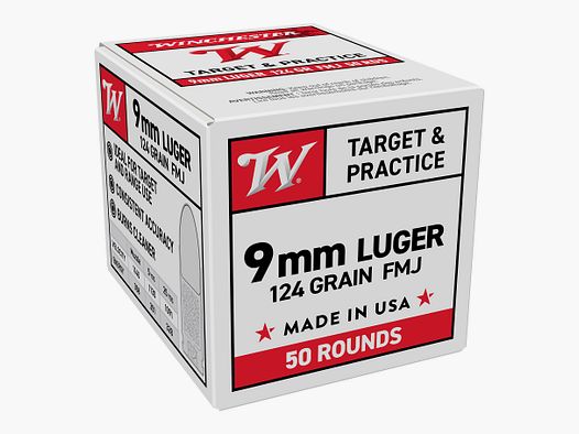 Winchester 9mm Luger FMJ Winchester Super X Target 124grs - 50Stk