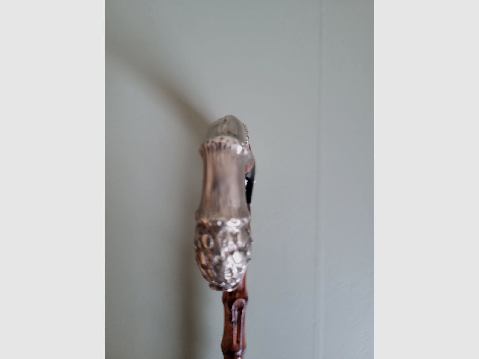 Canne de marche de chasseur - 800 argent - corne - viking - G .August Schwäbisch Gmund - années 1930