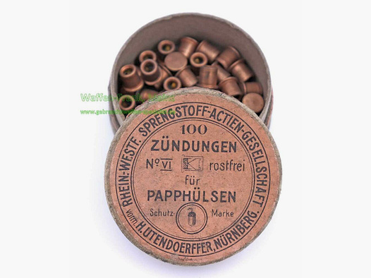Rhein.-Westf.-Sprengstoff-A.G. Schrot-Zündhütchen für Sammler