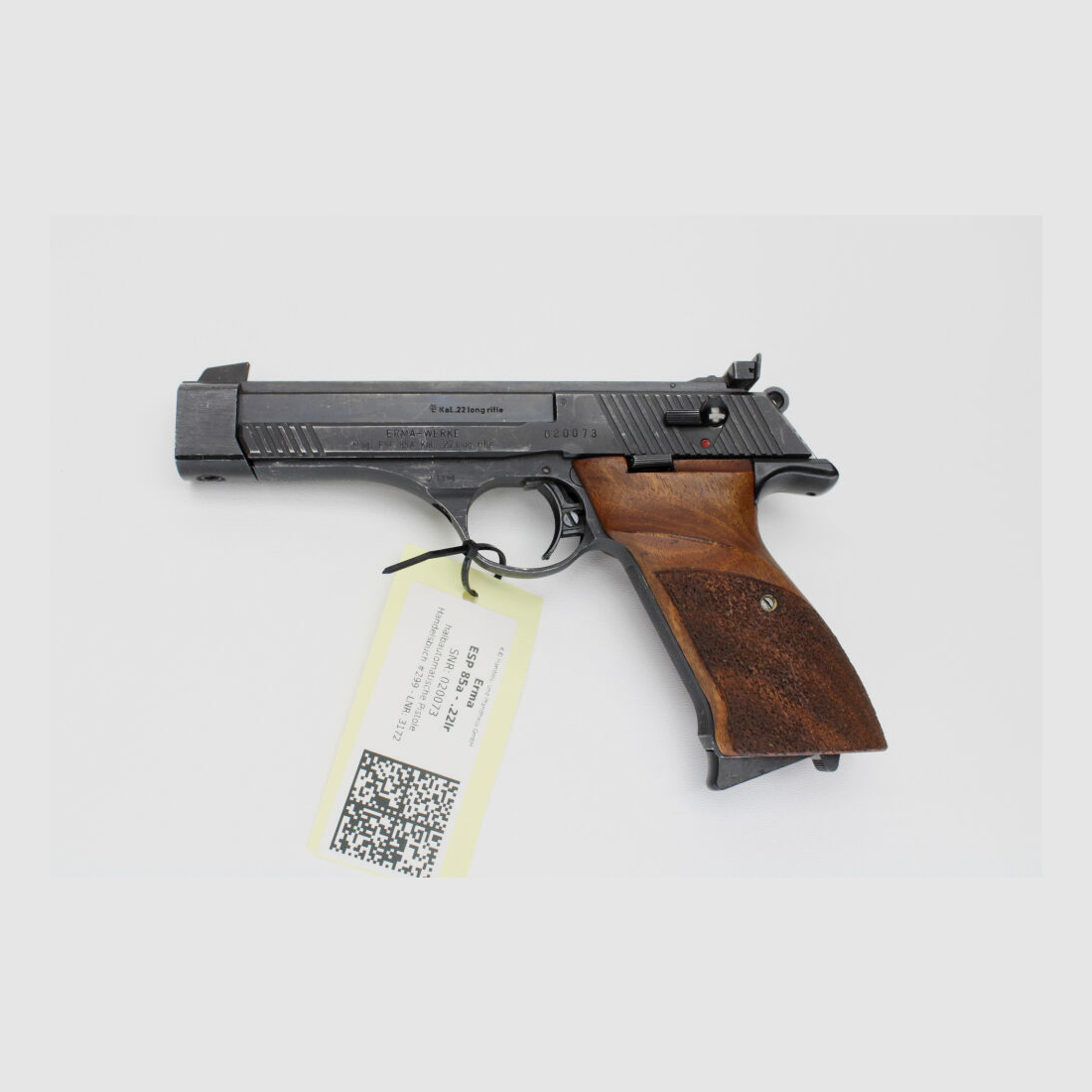 Pistole Erma ESP 85A Kal. .22lfB mit 2tem Magazin, Gewicht, Anschussbild .22lr