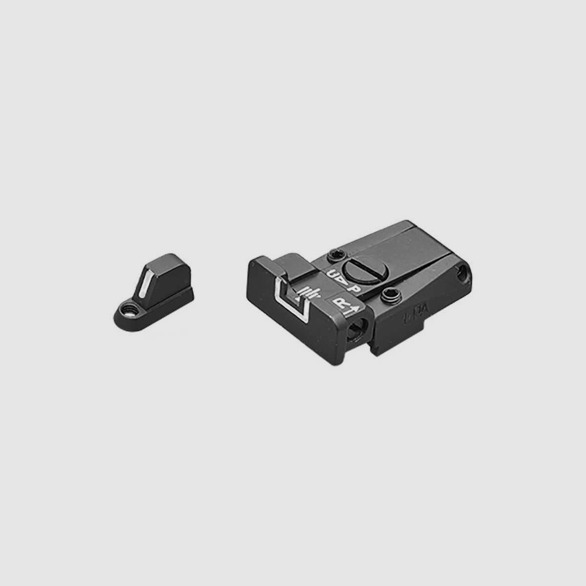 Adjustable rear sight and front sight