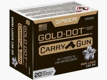 Speer Gold Dot Carry Gun 9mm Luger 135GR GDHP 20 cartridges