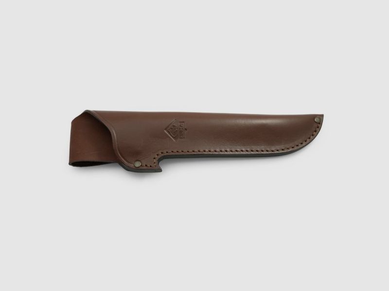 PUMA lederen schede, cognac voor PUMA robuuster met notenhout of Micarta