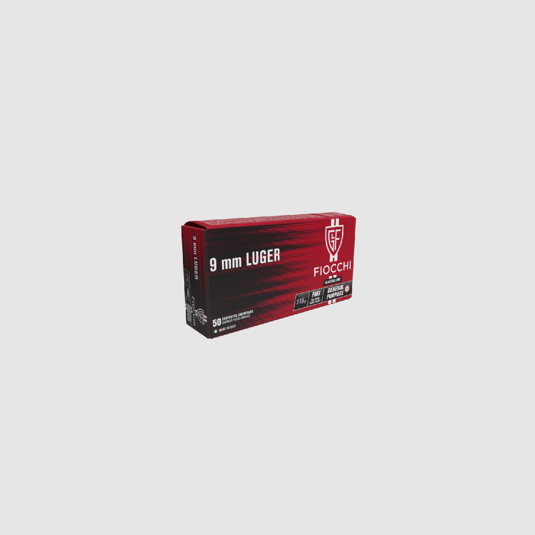 FIOCCHI 9MM LUGER FMJ - 115 GRS. / 7,45 G . - 50 KURZWAFFENPATRONEN