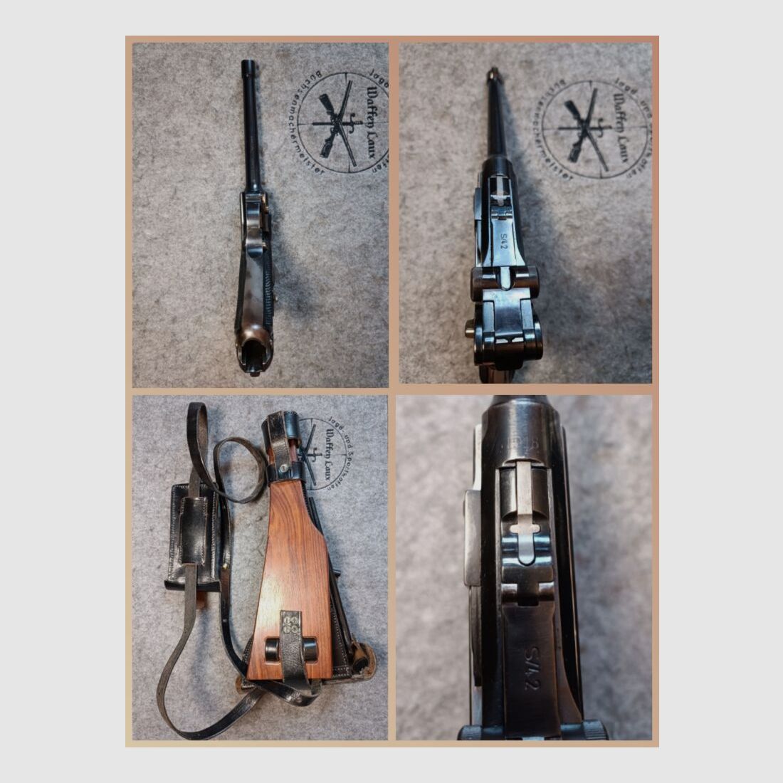 Mauser S/42 Luger P.08 1918 lange loop + repro holster kolf