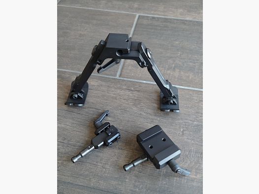 Fortmeier Zweibein 171H 6H Spezialumbau (gekürzt) um ~20mm + ARCA Rail Adapter & Picantiny Adapter. Neuwertig!
