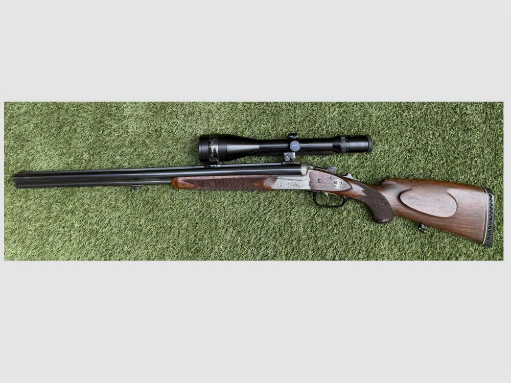 Heym Drilling mit Zeiss 3-12x56 und Einstecklauf .22Hornet 20/76;9,3x74R