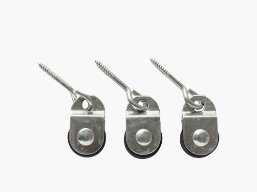 Lot de 3 poulies à vis articulée – axe central 2 mm