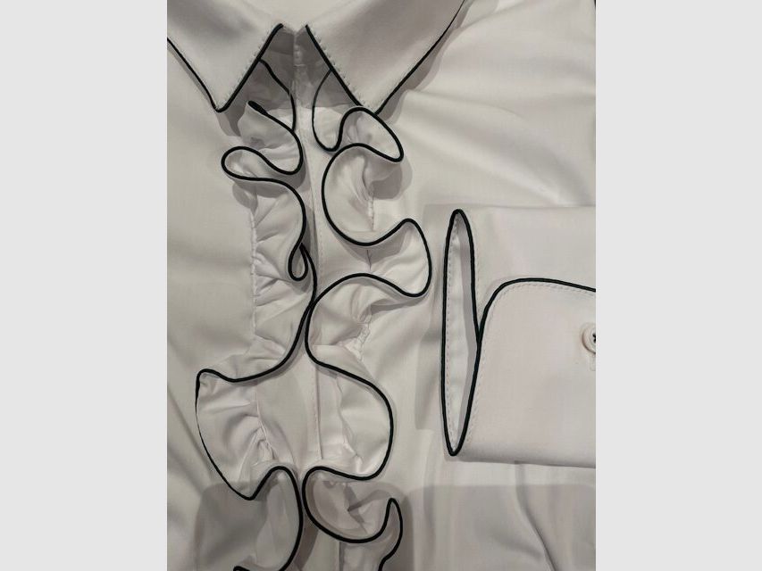 Blouse à manches longues Wallmann avec volants en blanc/vert, image 2 sur 3