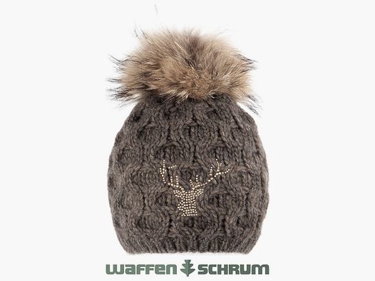 Lodenhut Strickmütze mit Echtfellbommel