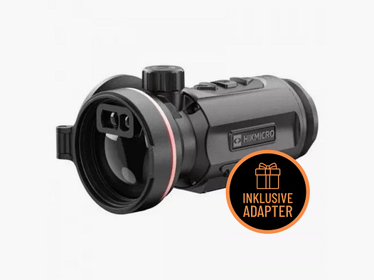 HIKMICRO Clip-On Thunder TQ50CL 3.0 Paquete Completo incluyendo Adaptador - Tamaño del Manguito de Sujeción: 63,5 mm, Adaptador: Adaptador de Caza Preciso