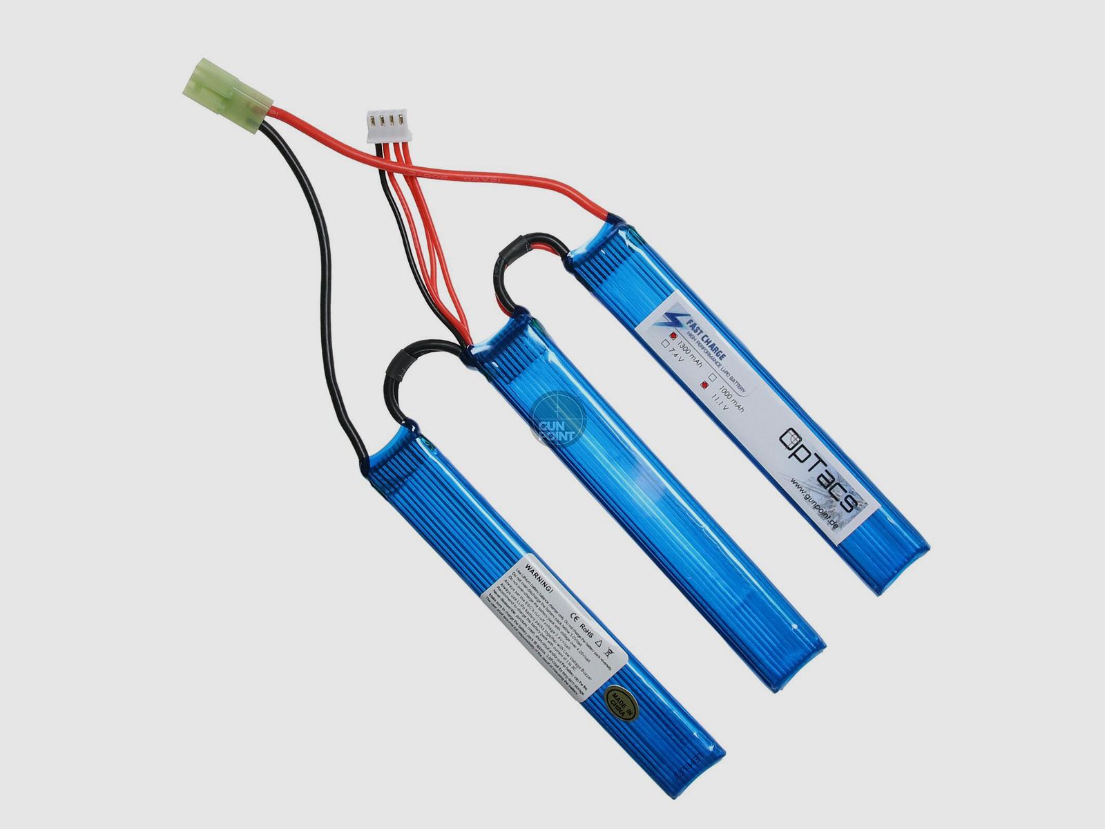 OpTacs LIPO 1300mAh 11.1V 25C 3 ways split Micro TAMIYA