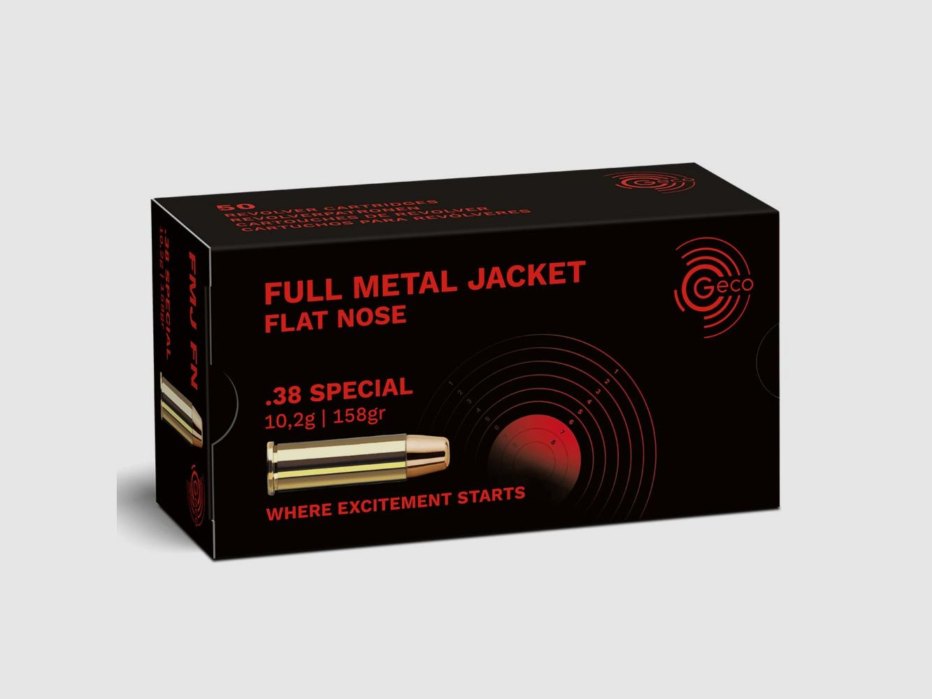 .38 Special GECO 158gr FMJ FLAT-NOSE