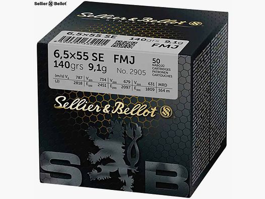 SELLIER & BELLOT 6,5x55 Vollmantel 9,1g/140grs. 50Stk
