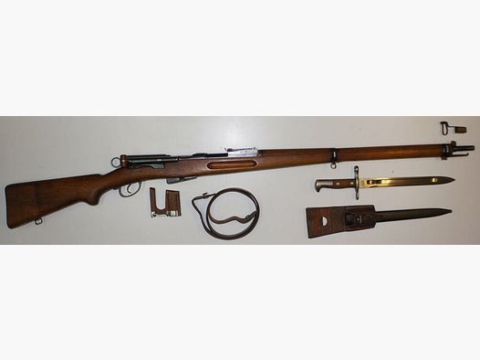 Waffenfabrik Bern	 Repetierbüchse W+F Bern Schweizer Langgewehr IG1911 Kal.7,5x55swiss komplett nummerngleich+Bajonett