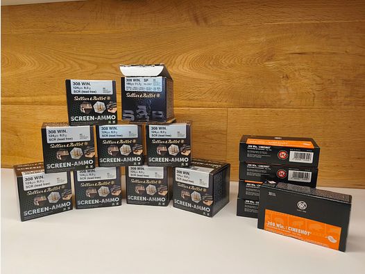 582x .308 Win – Munitionspaket für Schießkino –  Sellier & Bellot, RWS –  85,8 ct/Schuss