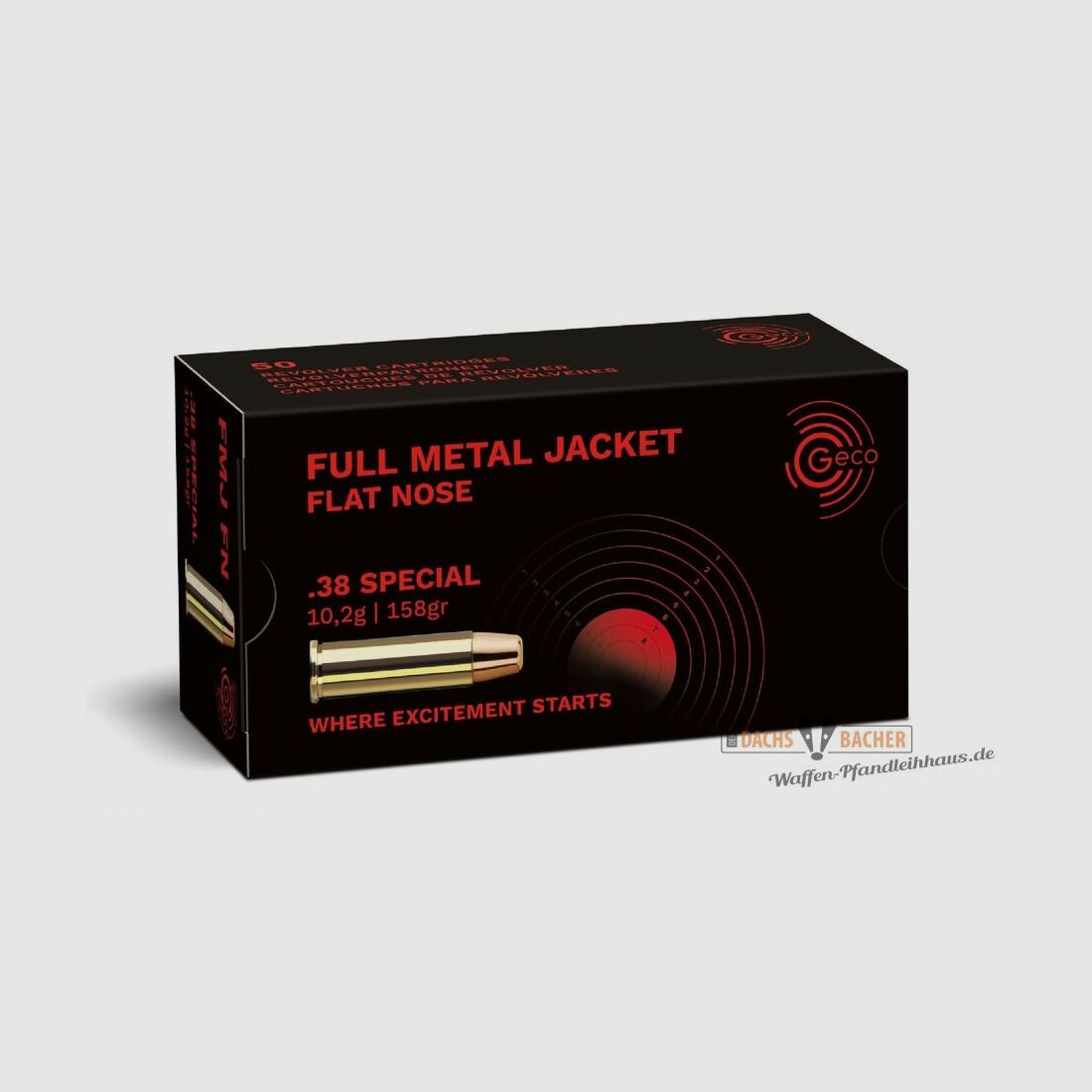 GECO .38 Special FMJ Full Metal Jacket Flat Nose 10,2g/158gr 50 cartouches