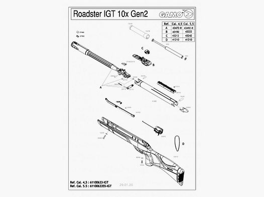 35650 - Kompressionstange Igt Gamo Roadster 4,5 mm und 5,5 mm