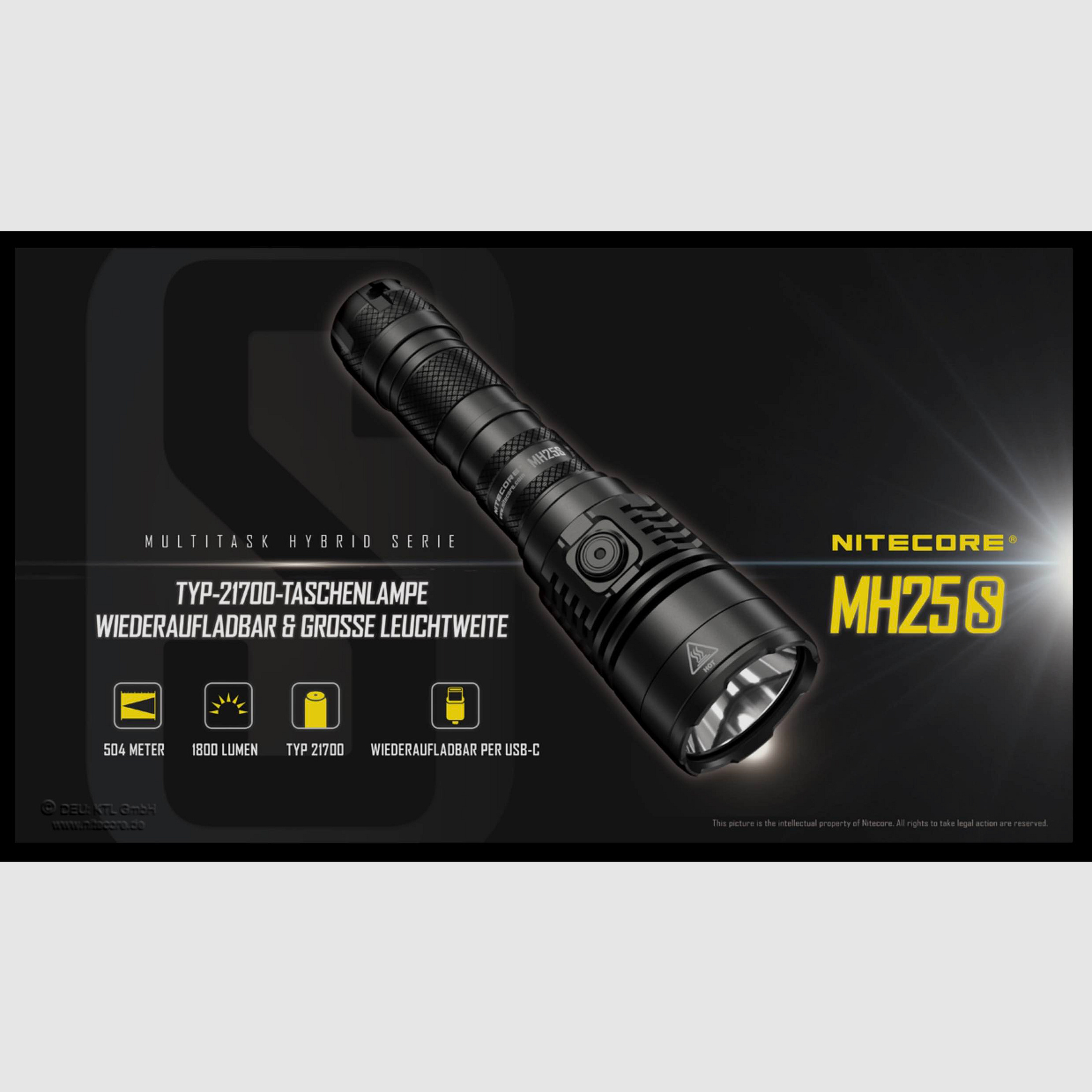 Nitecore MH25S LED Taschenlampe 1800 Lumen