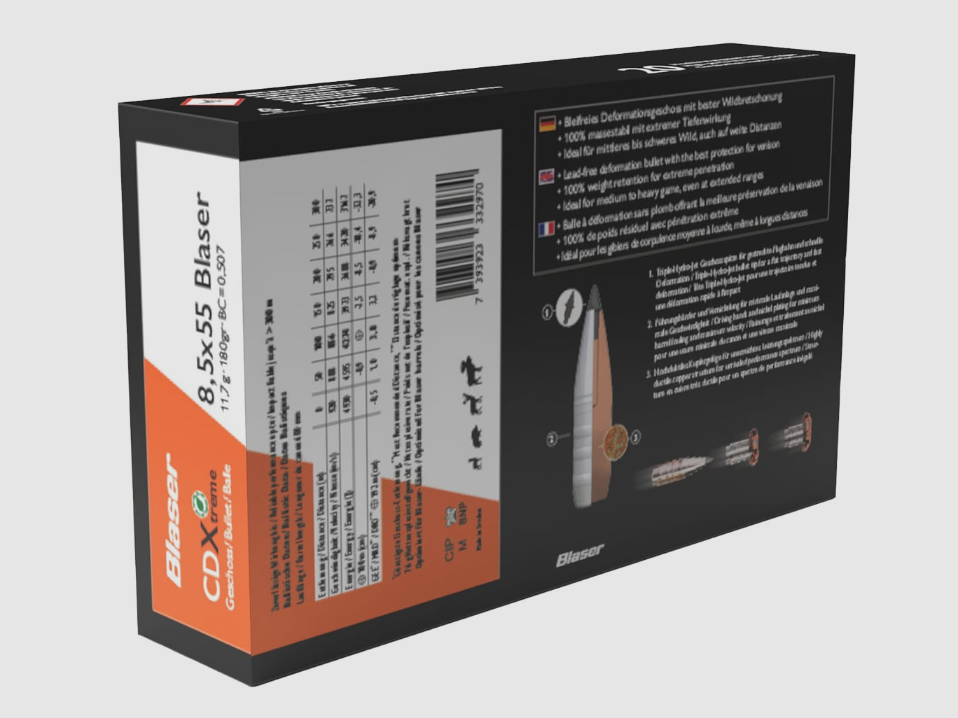 Blaser 8,5×55 Blaser CDX 11,7g 180gr sin plomo