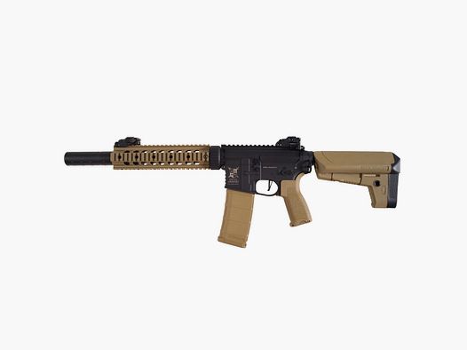 AR15 SilentOps 9 Inch CHARLIE Tan/Black S-AEG Airsoft Rifle Free from 18 Years | Delta Armory