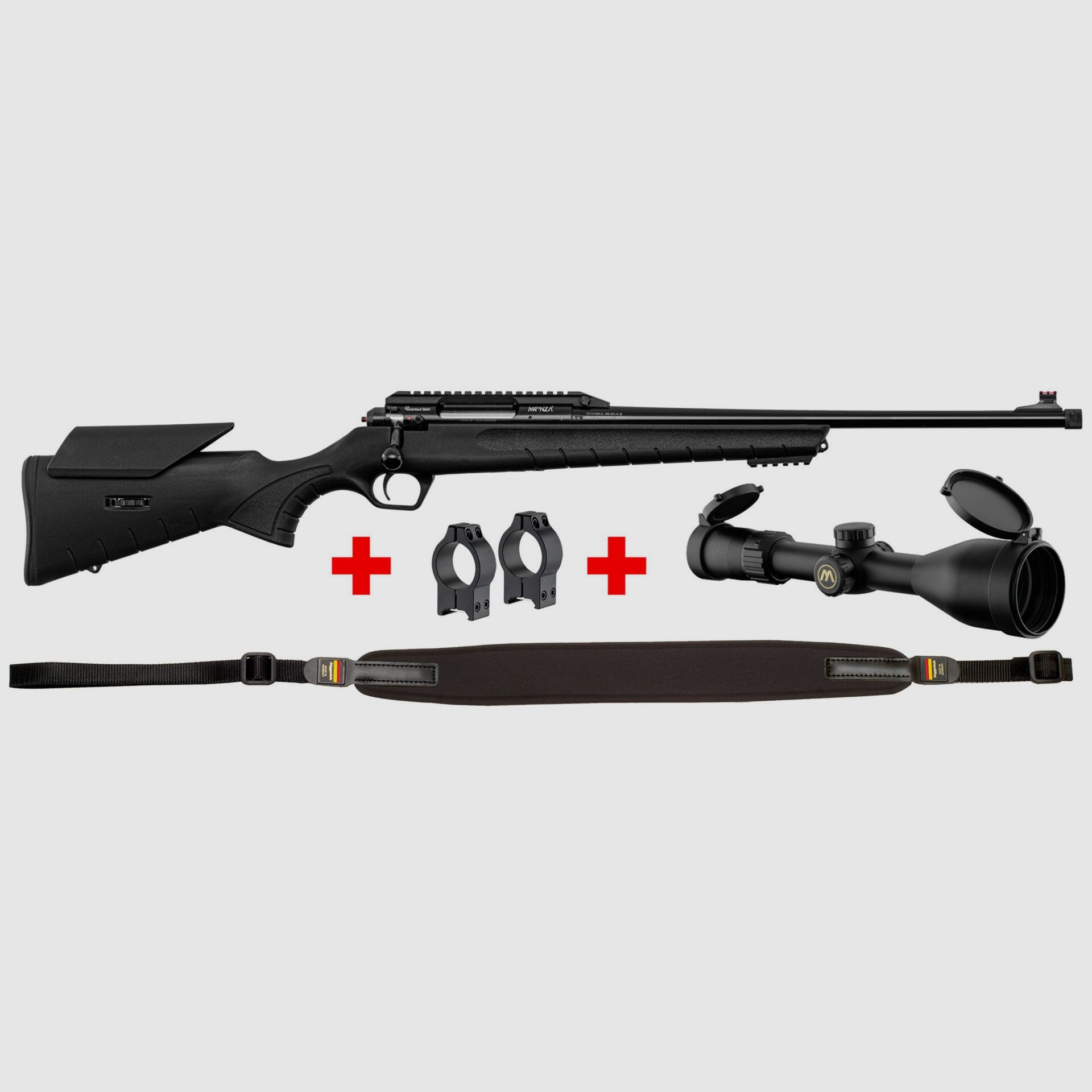 Pack Büchse .308 Monza + Zielfernrohr 3-12×56 + Montageringe + Gewehrriemen + Futteral, Bild 1 von 10