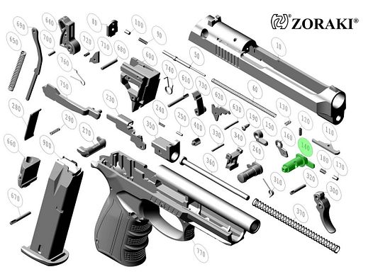 Sicherung fĂĽr Schreckschuss Pistole Zoraki 918, Ersatzteil