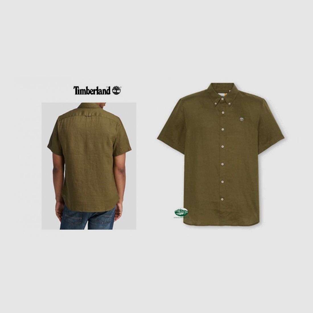 TIMBERLAND Korte Mouwen Linnen Shirt Mill Brook beige