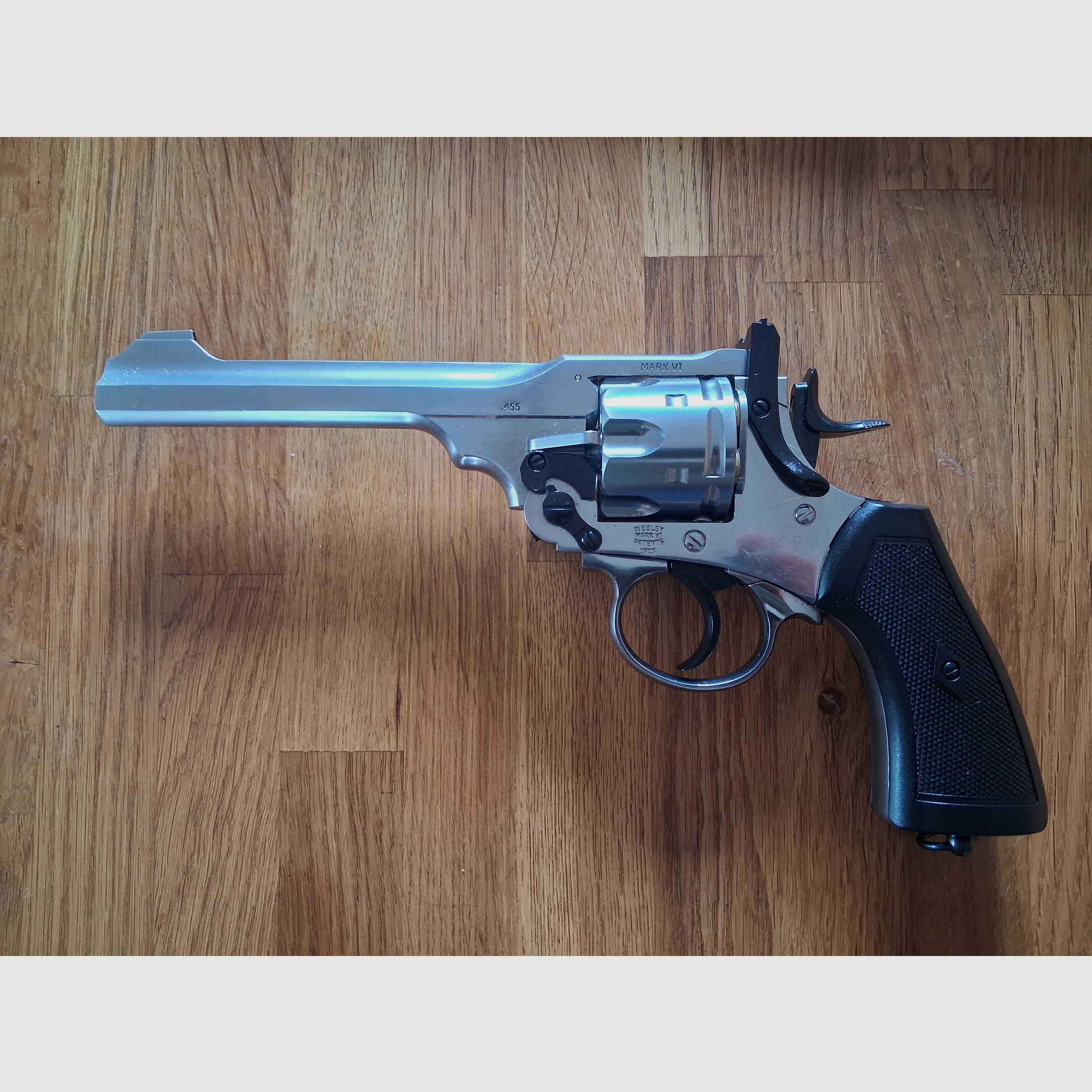 Webley .455 MK VI Service Revolver - CO2 4,5mm Diabolos, gezogener Lauf, CHROM