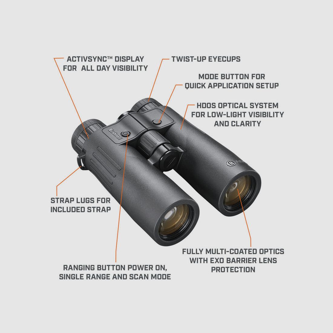 Bushnell Fernglas Fusion X 10x42 mit Entfernungsmesser und Activsync Display