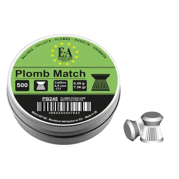 Balas Match Europ Arm Calibre 4,5 Cabeza Plana, imagen 1 de 8