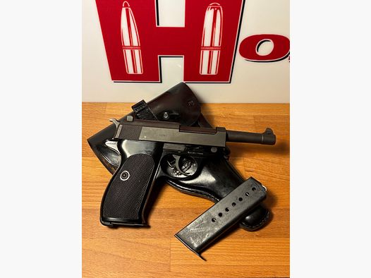 Walther P38 Ulm, 9mmLuger, wersja Polizei/Bundeswehr, nie P1 z kaburą i 2 magazynkami