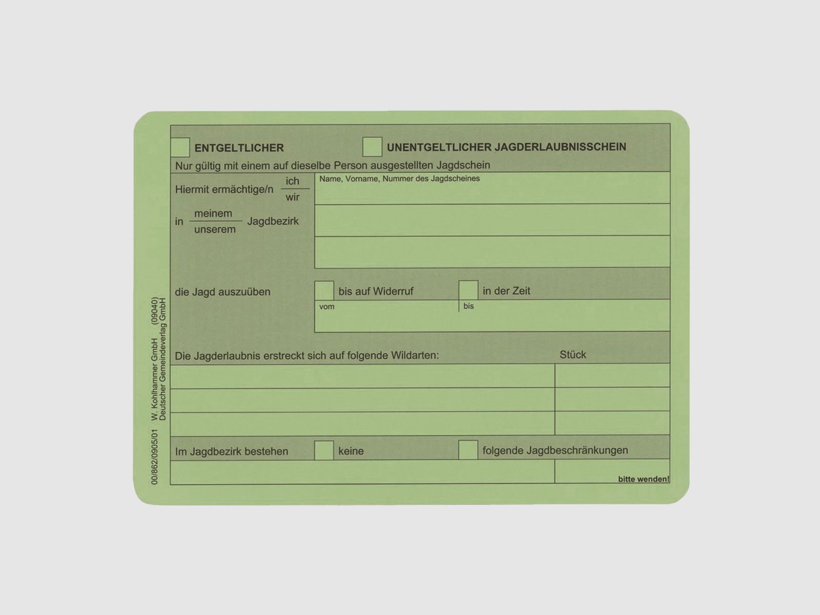 Jagderlaubnisschein -