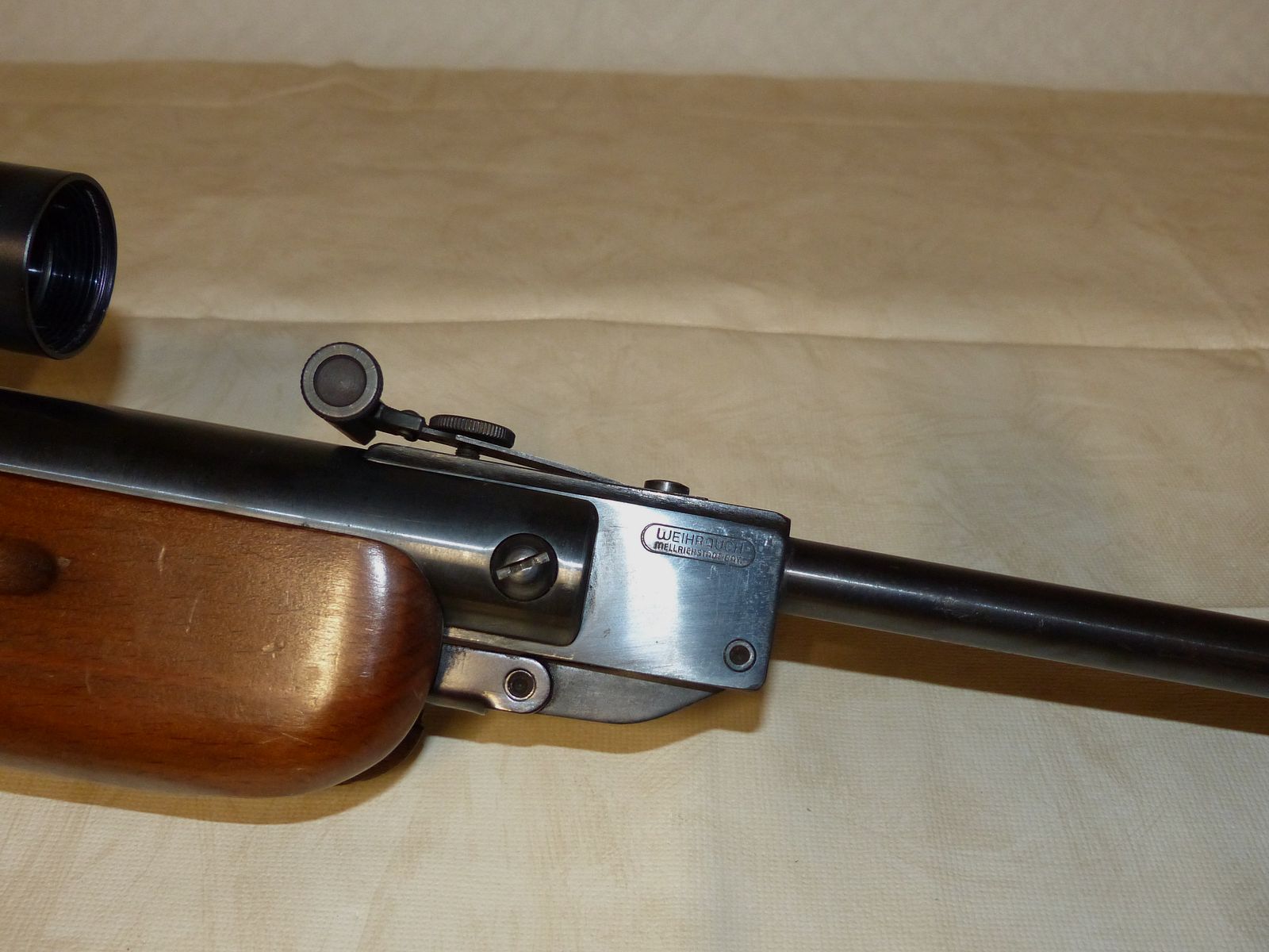 Rifle de aire comprimido Weihrauch Mod. HW 35 con F, seguro y mira telescópica vintage