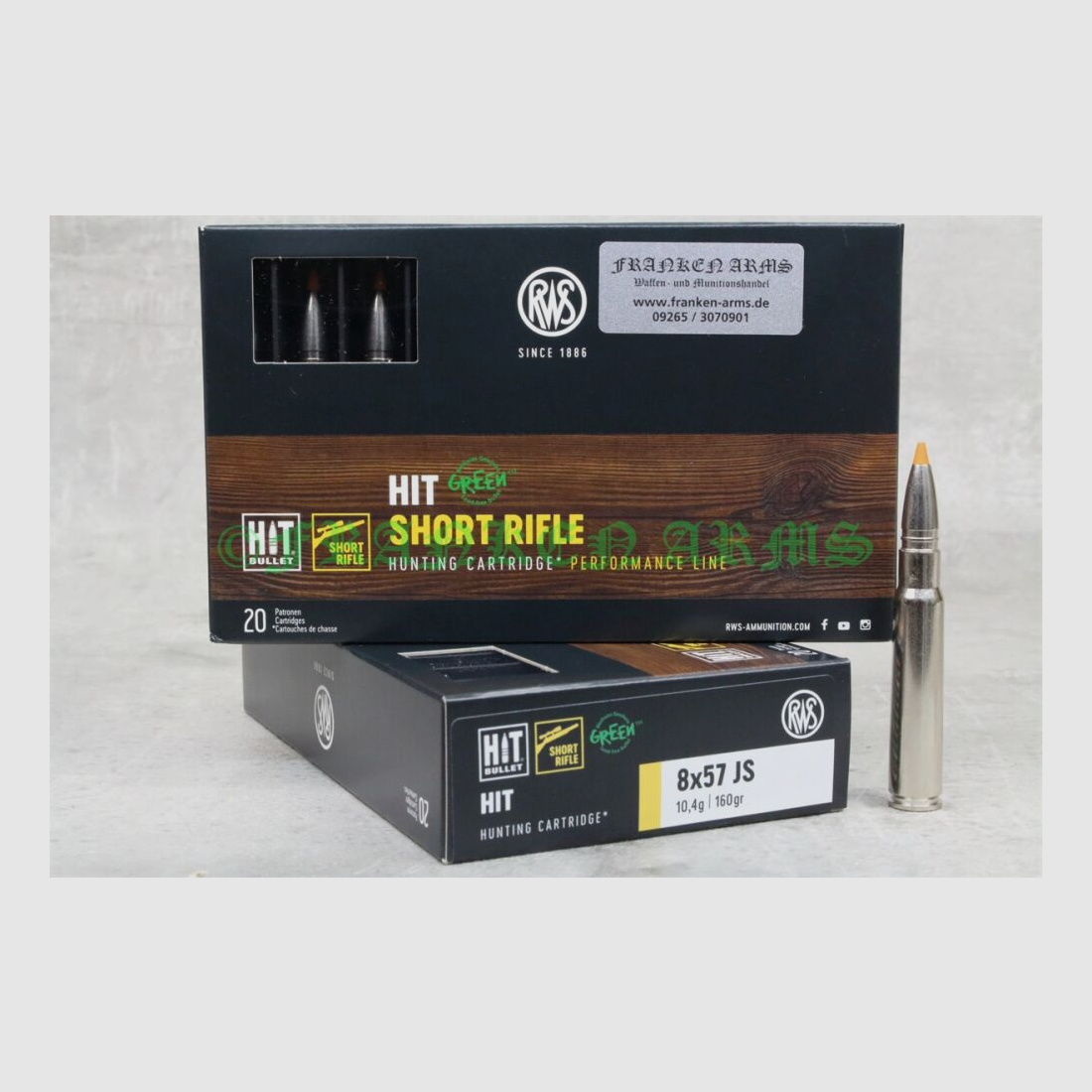 RWS	 Short Rifle HIT 8x57IS 160gr. 10,4g 20 Stück Staffelpreise