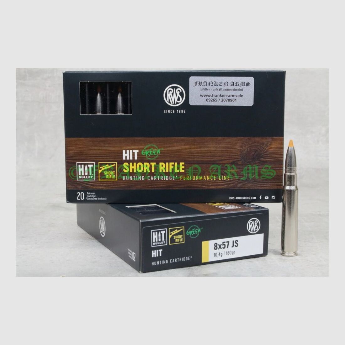 RWS Short Rifle HIT 8x57IS 160gr. 10,4g 20 Stück Staffelpreise