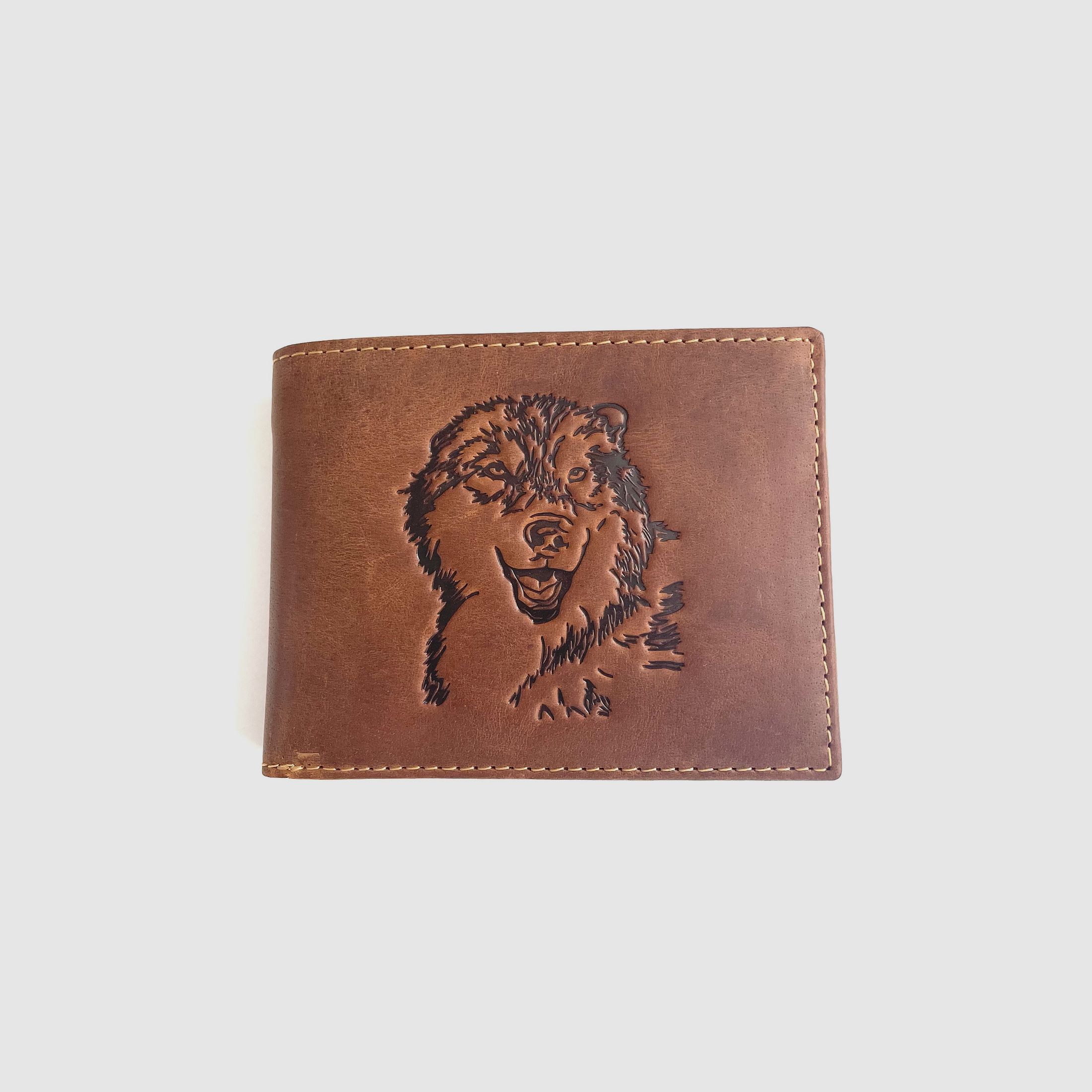 Greenburry Leder Geldbörse braun Vintage Animal Wolf Collection 1705-Wulf