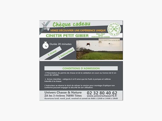 Cinétir petit gibier /skeet/ ball trap/ parcours de chasse