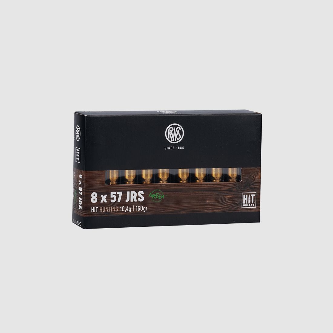 RWS 8X57 JRS HIT green 10.4g/160gr rifle cartridges lead-free