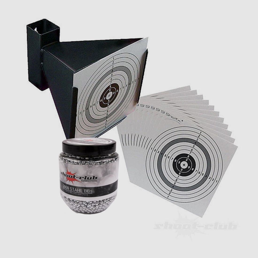 shoot-club GmbH trampa de balas de embudo 14x14 +5000 bolas de acero 4,5mm +100 ZS