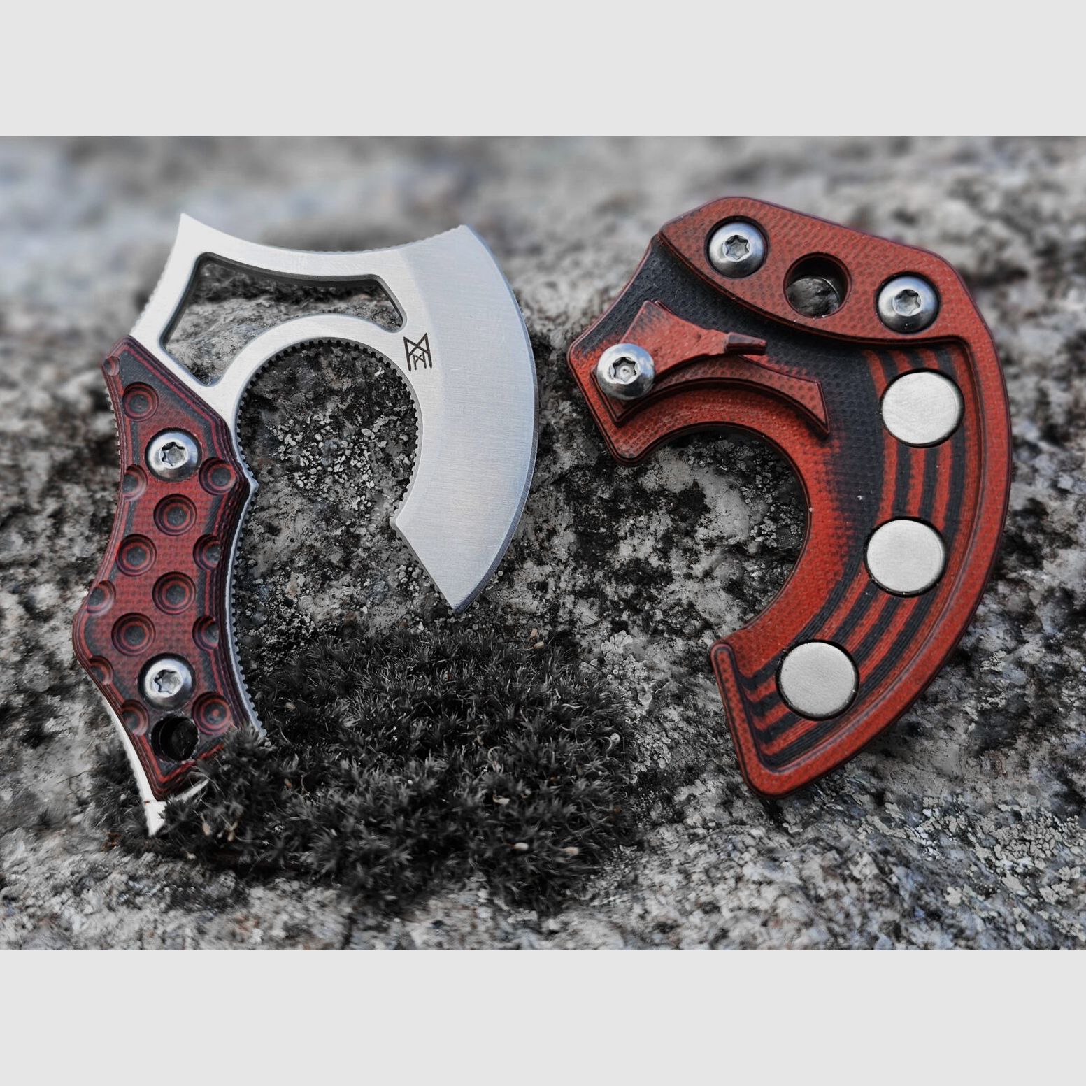 Mini Axt Neckknife "NORI NANO V2" Neck-Ax rot G10 Gürtelclip - Schlüsselanhänger